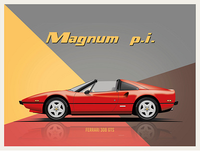 Magnum p.i. - Ferrari 308 GTS 308 automotive car ferrari gts iconic illustration illustrator magnum selleck tv show vector vehicle