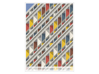 Le Corbusier - Cite Radiuese arhitecture building cite raduiese france illustrator le corbuiser marseille unite d habitation vector
