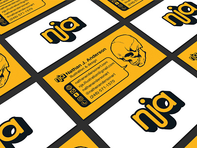 Business Cards graphic design illustration retro simple skull typography yellow