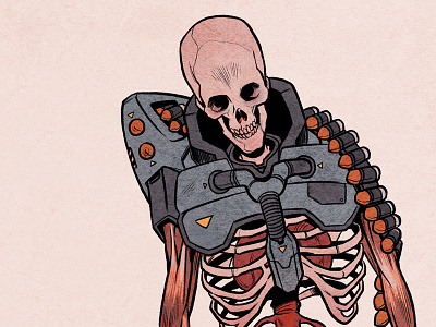 Revenant character design doom doomguy fanart games hell horror id software illustration sci fi skeleton