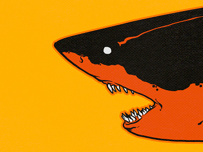 Red Shark animal drawing fish graphic illustration ink ocean red retro shark yellow