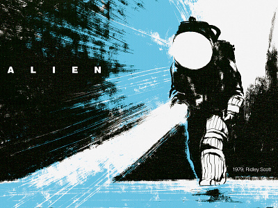 Inktober: Alien design drawing film horror illustration movie retro sci fi typography vintage