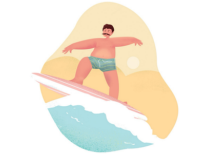 Surfing beach creative drawing illustration logo man surfing uiux
