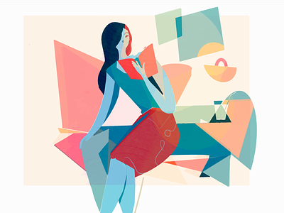 Illustration for a magazine abstract abstract art art book charachter colors dribbble fantasy illustration logo orange reading ui ux vector woman