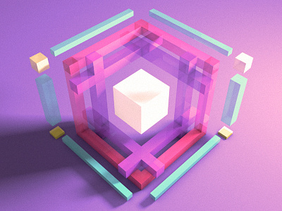 Cubed 3d c4d cinema 4d cube geometric grain illustration