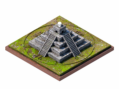 Ruins Textured 3d c4d cinema 4d geometry illustration isometric isometric art mayan temple texture