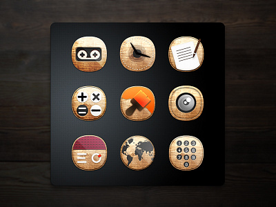 Daily UI #005 - App Icon app browser calculator camera classic clock icon modern phone radio style wood
