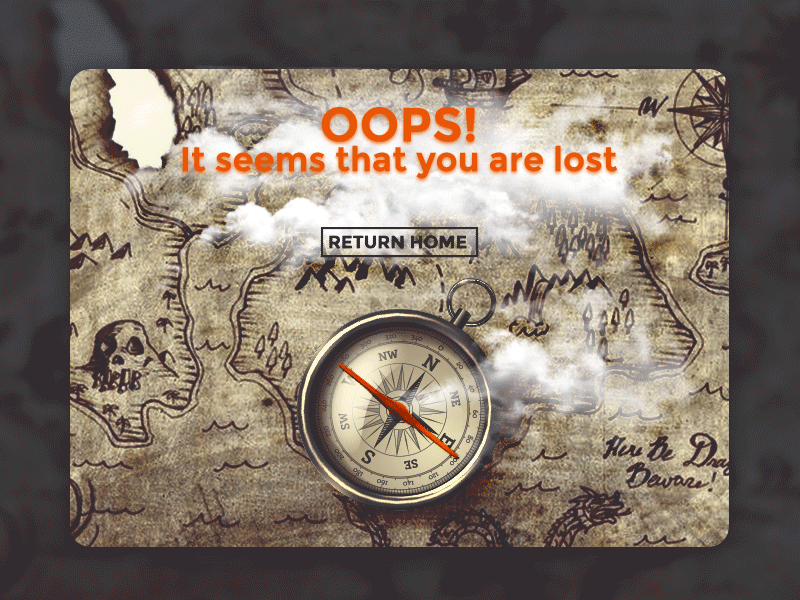 Daily UI #008 - Error 404 404 animated compass error lost map return