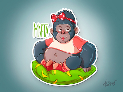 Martha art character monkey redisoj sticker