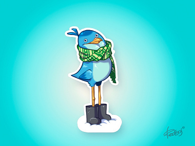 Valenok art bird boot cartoon character funny happy illustration redisoj sticker valenok winter