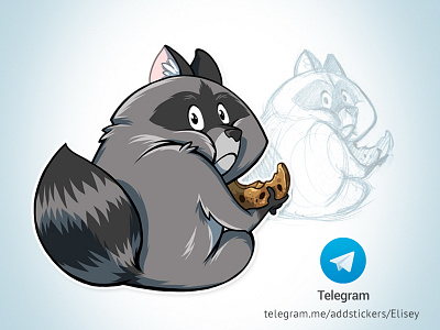 Elisey animal art artwork cartoon character digitalart happy raccoon redisoj stickers telegramstickers telegramthebeststickers