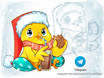 Chicken Chuu animal art cartoon character digitalart happy redisoj stickers telegramstickers telegramthebeststickers