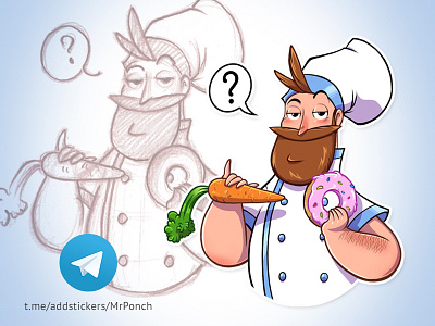 Mr. Ponch beard cartoon character redisoj stickers telegramstickers