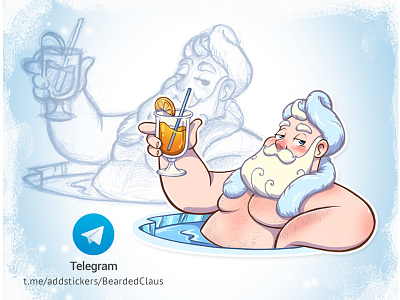 Bearded Claus art beard beardart cartoon character digitalart redisoj sticker stickers telegramstickers telegramthebeststickers