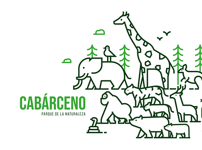 Cabárceno Nature Park animals bear elephant giraffe green icon iconography illustration monkey nature park vector