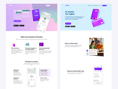 Warp Website banking finance fintech flat gradient minimal money ui ux web