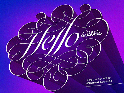 Hello Dribbble calligraphy debut dribbble hello lettering typography