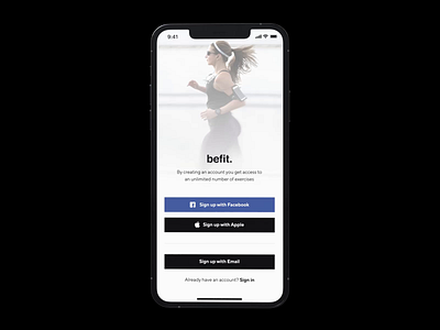 Befit, Sport App Concept app body concept healthy app ios iphone iphone 12 mobile application mobile ui nutrition sport sport app ui ui visual design ux workout app