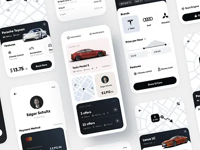 Premium Car Rental App app concept app design car car app car rental concept designconcept mobile rental tesla travel app ui visual design