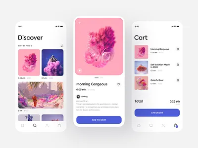 NFT App Concept app app design application art artwork concept concept design cryptoart design interface marketplace mobile mobile ui nft nftart store store design ui ui visual design ux