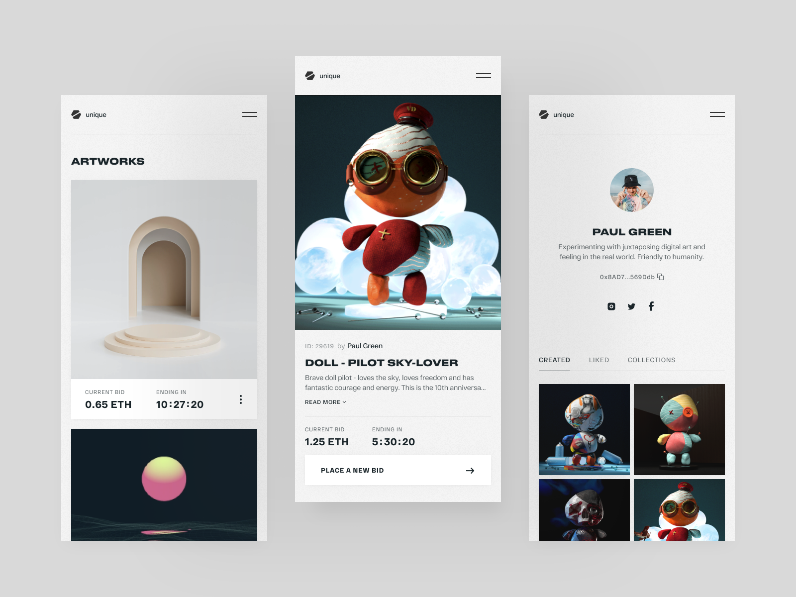 Mobile NFT Auction by Conceptzilla on Dribbble