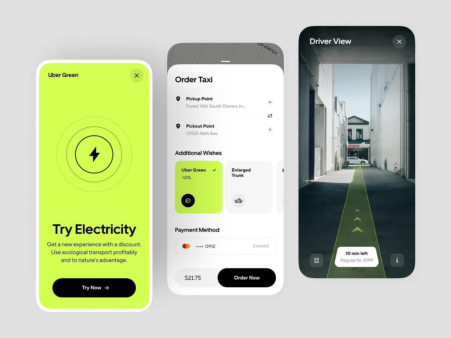 Innovative Taxi Website Design: Uber Green App Concept