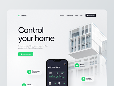 Smart Home Landing Page concept control design home home automation home monitoring household interface iot landing landing page remote control smart devices smart home smartapp ui user interface ux web design website