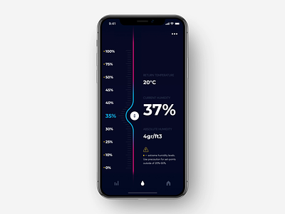 IoT Humidity App Slider control controller home app home control app humidity ios ios animation iphone x iphone xs xr slider smart app smart home smart house temperature thermostat ui ux