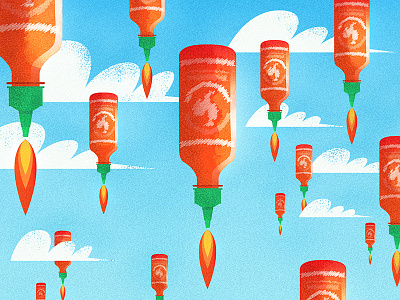 Sriracha rockets 4chars chinese chineseidiom design flat fourchars idiom illustration rocket sauce sriracha vector