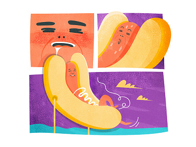 'Hot' dog - 高枕无忧 chinese chineseidiom design flat fourchars hiwow hotdog idiom illustration summer vector