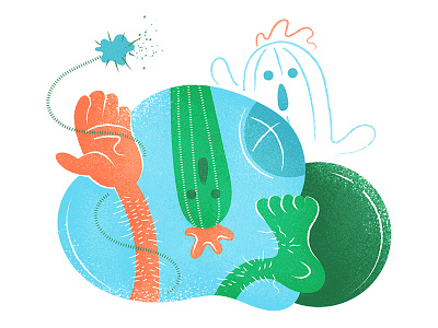 Cactuars in heat | 毛手毛脚 cactuar chinese chineseidiom design flat fourchars hands hiwow idiom illustration vector
