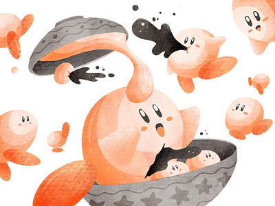 Kirby Sesame mochi!! | 麻心汤圆 chinese chineseidiom design flat fourchars hiwow idiom illustration kirby mochi vector