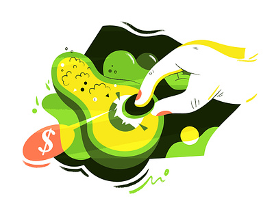 'Guacamole' | 刮卡谋利 avocado chinese cute design flat fourchars guacamole hiwow idiom illustration vector