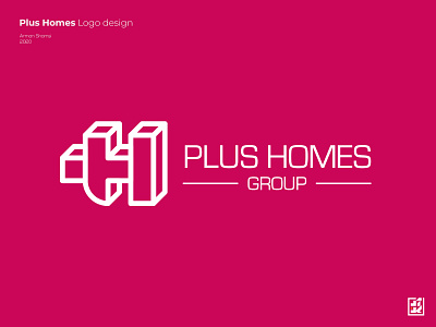 Logo Design Plus Homes arman shamsi brand brand design branding icon identity identity design logo design logo designs logo2020 logodesign logotype mark minimalist logo modern logo pink symbol