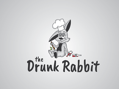 The Drunk Rabbit bunny cartoon character chef cute drunk fun mascot rabbit