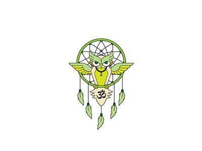 Yoga Owl Logo dream catcher dreamcatcher feather geometric indian meditation om owl yoga