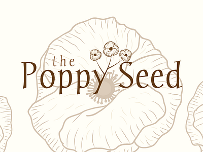 Poppy Seed feminine flower hand drawn old poppy vintage