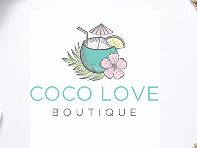 Coco Love bohemian boho boutique coco coconut coctail feminine flower hand drawn tropic