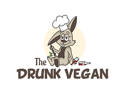 Drunk Vegan Rabbit animal bunny caricature cartoon comic chef drunk illustration mascot rabbit vegan wine