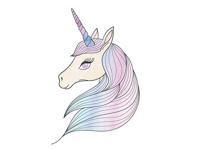 Unicorn cartoon drawing girlie girlish illustration mascot rainbow unicorn unicorns watercolor