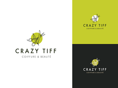 CrazyTiff - Logo design barber beauty figma green haircut hairdresser illustrator logo logodesign luxury minimal saloon