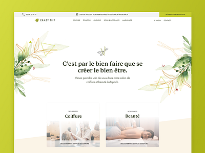 CrazyTiff - Website beauty calm clean figma green haircut hairdresser minimal plants website white