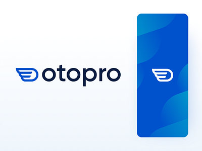 Otopro logo blue branding branding design clean geometric logo logo design minimal startup vehicle wheel wing