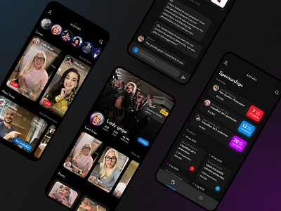 Wiztars - Mobile App chat contract dark dark ui darkmode figma instagram mobile app mobile ui social media design social network sponsorship ui design