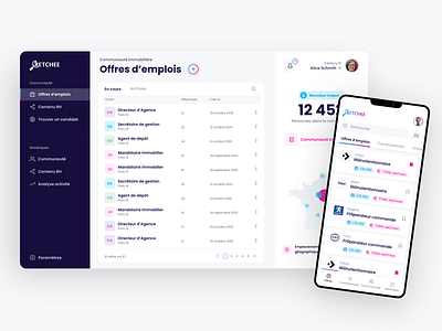 Retchee - Mobile + Desktop app mobile clean ui colorfull dashboard dashboard design dashboard ui figma gradient hiring job app job board minimal mobile app mobile ui ui