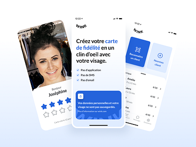 Wink - Mobile App blue bootnow business clean concept facial recognition fidelity figma gradient minimal mobile app startup ui ui ux ux wink