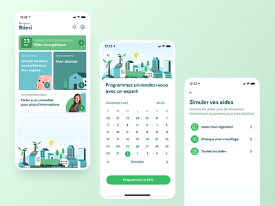 Greener mobile App app design clean design ecology energy green illustration mobile app product design ux uxui