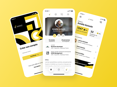 Audaz - Mobile App black bootnow business clean figma hiring interface minimal mobile app mobile app design startup swipe tinder ui ux uxui yellow