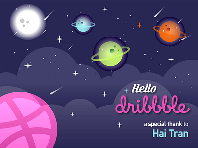 hello dribbble :) debut debuts design dribbble first illustration illustrator logo planet shot space