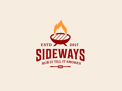 sideways BBQ logo badge design designs icon illustration illustrator logo logos monogram pictogram type vintage